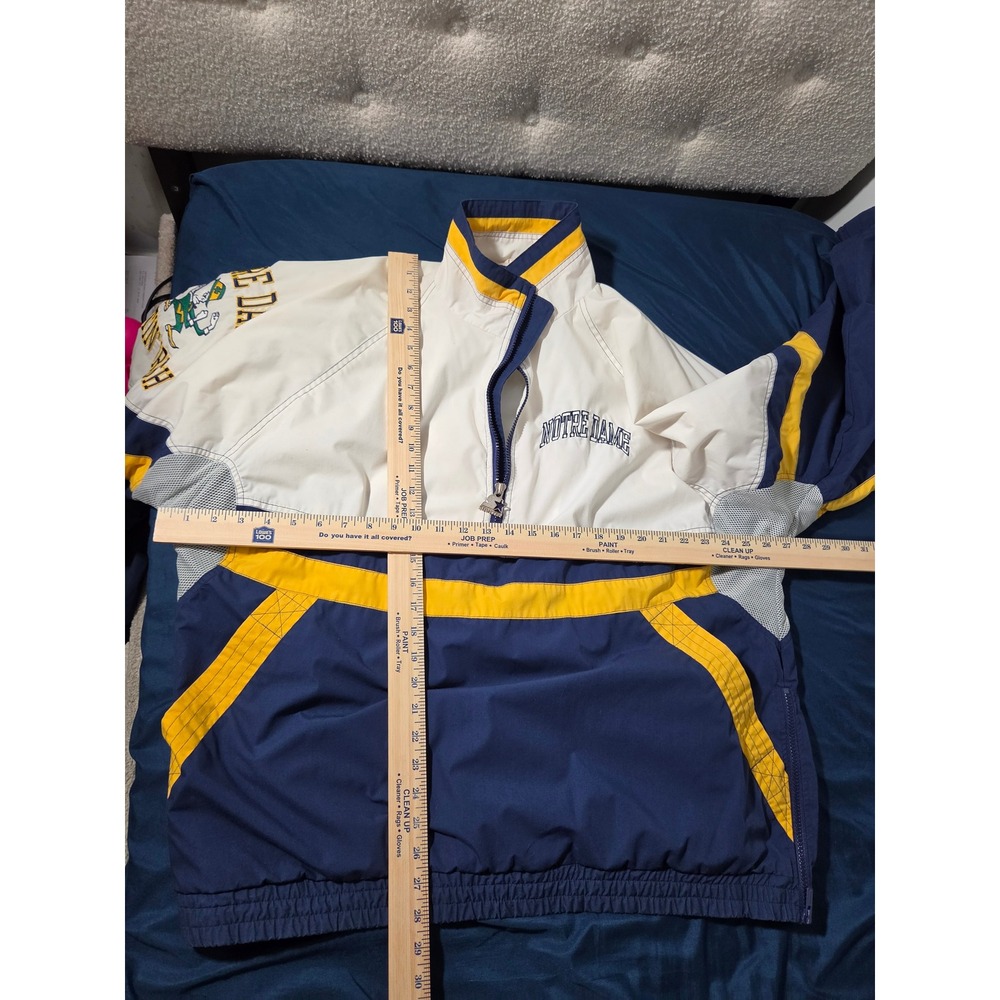 Vintage 1990s Starter Notre Dame Fighting Irish Windbreaker Jacket XL Navy Gold - Picture 5 of 7